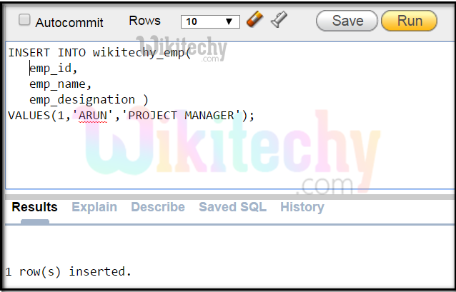  Oracle primary key insert query